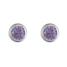 Load image into Gallery viewer, Sterling Silver Rubover Birthstone Earrings
