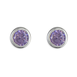 Sterling Silver Rubover Birthstone Earrings