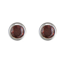 Load image into Gallery viewer, Sterling Silver Rubover Birthstone Earrings
