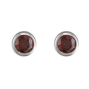 Sterling Silver Rubover Birthstone Earrings