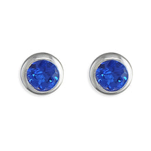 Load image into Gallery viewer, Sterling Silver Rubover Birthstone Earrings
