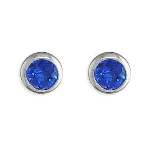 Sterling Silver Rubover Birthstone Earrings