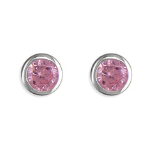 Load image into Gallery viewer, Sterling Silver Rubover Birthstone Earrings
