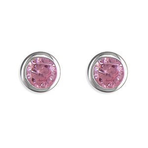 Sterling Silver Rubover Birthstone Earrings