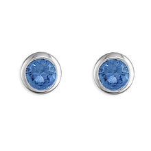 Load image into Gallery viewer, Sterling Silver Rubover Birthstone Earrings
