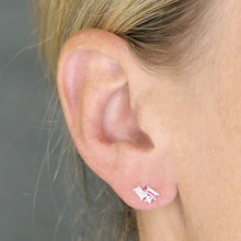 Load image into Gallery viewer, Sterling Silver Pink, Milky and Clear CZ Stud Earrings SKU 0107655
