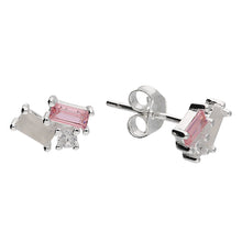 Load image into Gallery viewer, Sterling Silver Pink, Milky and Clear CZ Stud Earrings SKU 0107655
