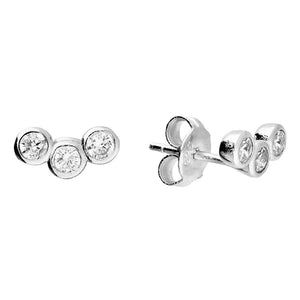 Sterling Silver Triple Round CZ Stud Earrings SKU 0107657