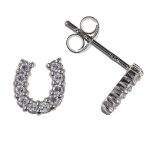 Sterling Silver CZ Horseshoe Stud Earrings SKU 0107670