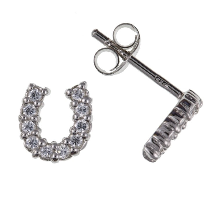 Sterling Silver CZ Horseshoe Stud Earrings SKU 0107670