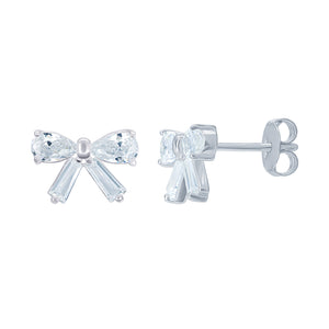 Sterling Silver CZ Bow Stud Earrings SKU 0107671