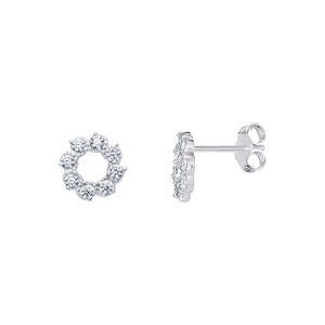 Sterling Silver Open CZ Circle Flower Stud Earrings SKU 0107675