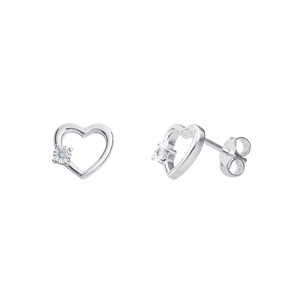 Sterling Silver Open Heart CZ Stud Earrings SKU 0107679