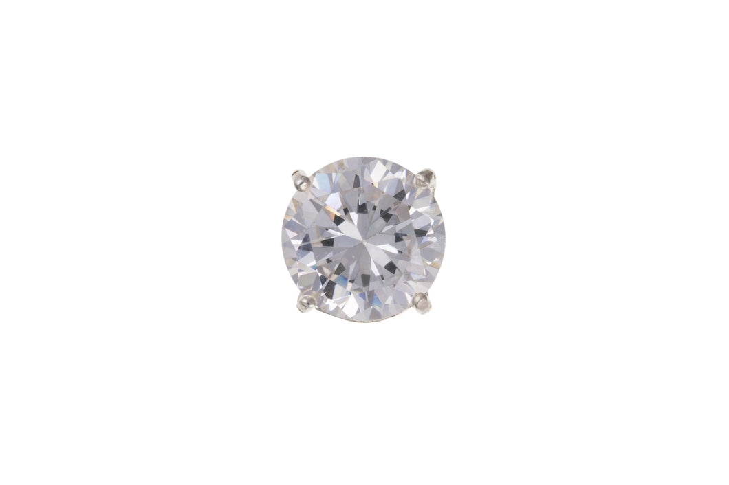 Sterling Silver Single Gents Stud Earring Round CZ SKU 0107685