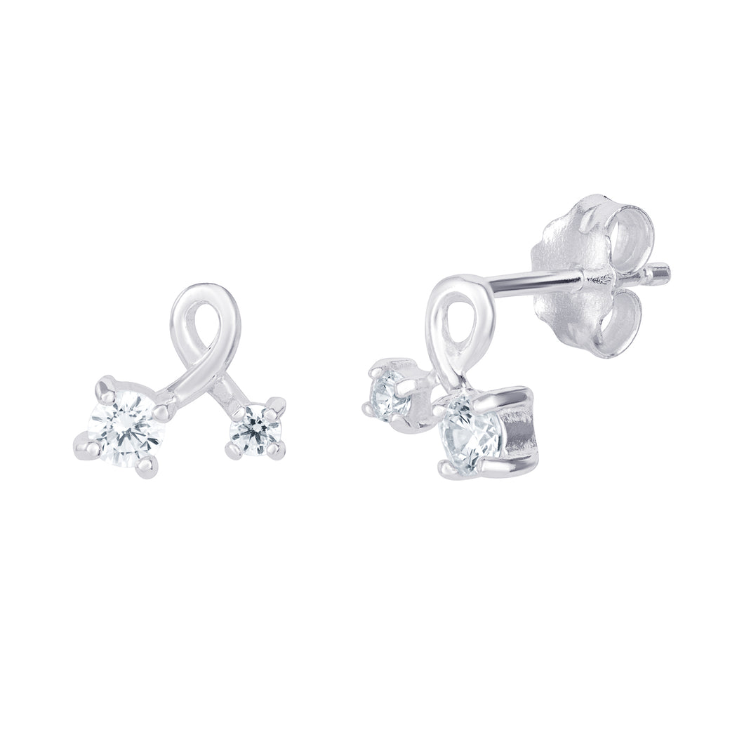 Sterling Silver Double CZ Stud Earrings SKU 0107707