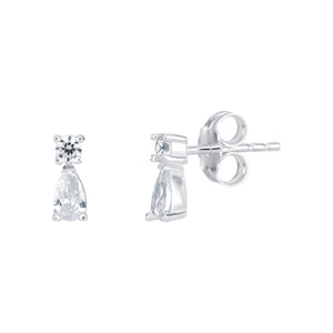 Sterling Silver Double CZ Stud/Mini Drop Earrings SKU 0107708