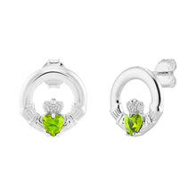 Load image into Gallery viewer, Sterling Silver Birthstone Claddagh Earrings
