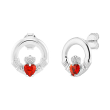 Load image into Gallery viewer, Sterling Silver Birthstone Claddagh Earrings
