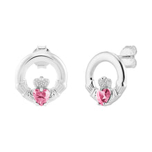 Load image into Gallery viewer, Sterling Silver Birthstone Claddagh Earrings
