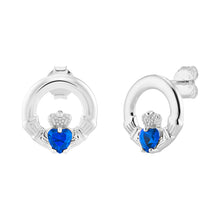 Load image into Gallery viewer, Sterling Silver Birthstone Claddagh Earrings
