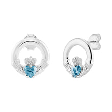 Load image into Gallery viewer, Sterling Silver Birthstone Claddagh Earrings
