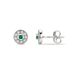 Sterling Silver Halo CZ Birthstone Stud Earrings