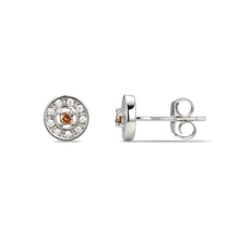 Load image into Gallery viewer, Sterling Silver Halo CZ Birthstone Stud Earrings
