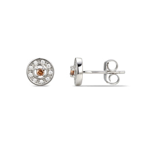 Sterling Silver Halo CZ Birthstone Stud Earrings
