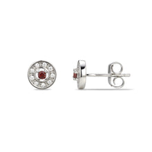 Load image into Gallery viewer, Sterling Silver Halo CZ Birthstone Stud Earrings
