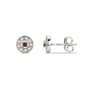 Sterling Silver Halo CZ Birthstone Stud Earrings