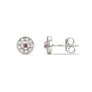 Sterling Silver Halo CZ Birthstone Stud Earrings
