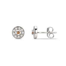 Load image into Gallery viewer, Sterling Silver Halo CZ Birthstone Stud Earrings
