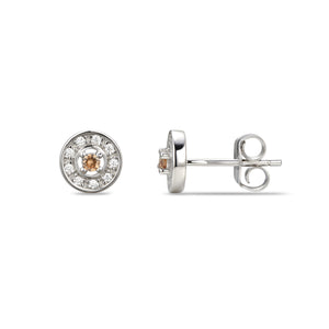 Sterling Silver Halo CZ Birthstone Stud Earrings