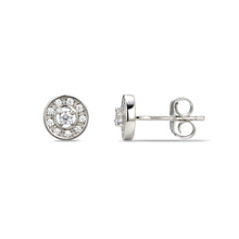 Load image into Gallery viewer, Sterling Silver Halo CZ Birthstone Stud Earrings
