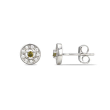 Load image into Gallery viewer, Sterling Silver Halo CZ Birthstone Stud Earrings
