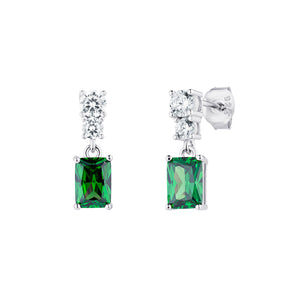 Sterling Silver Green and White CZ Mini Drop Earrings SKU 0107804