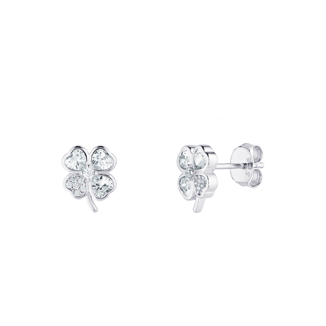 Sterling Silver CZ Shamrock Stud Earrings SKU 0107805