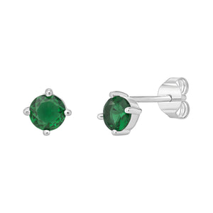 Sterling Silver Green CZ Stud Earrings SKU 0107809