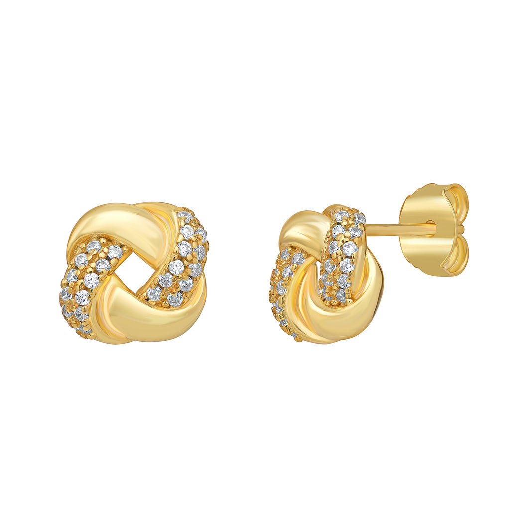 Sterling Silver Gold Finish Knot Stud Earrings SKU 0107810