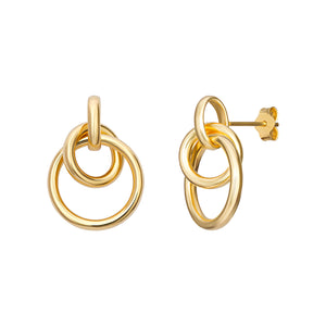 Sterling Silver Gold Finish Interlinked Circles Earrings SKU 0109135