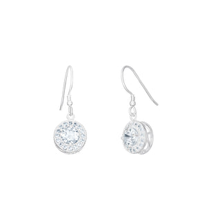 Sterling Silver CZ Halo Drop Earrings SKU 0109206