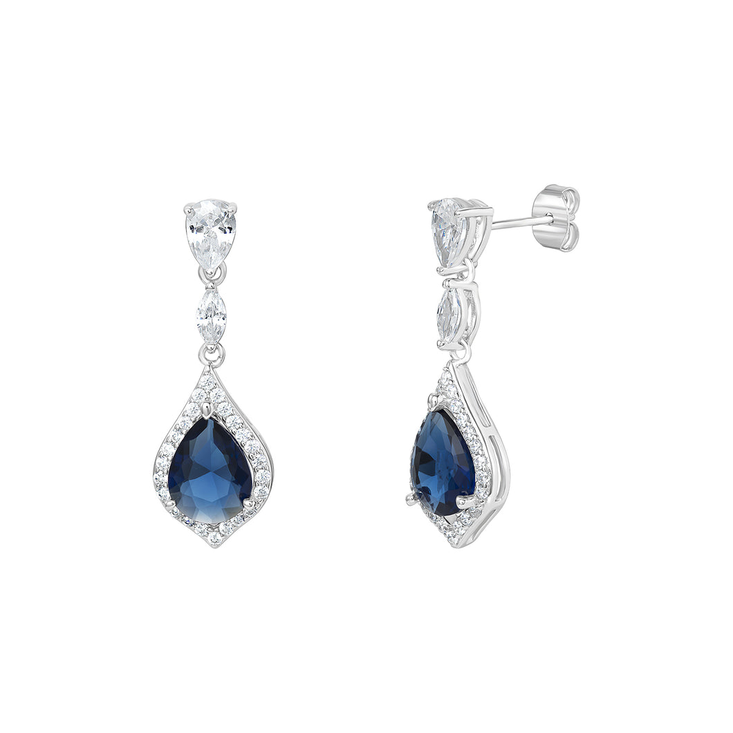 Sterling Silver Blue CZ Pear Drop Earrings SKU 0109604