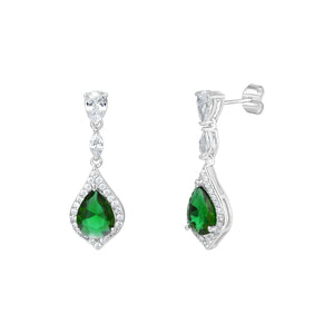 Sterling Silver Green CZ Drop Earrings SKU 0109605