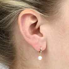 Load image into Gallery viewer, Sterling Silver Gold Finish Synthetic Pearl Drop Earrings SKU 0110104
