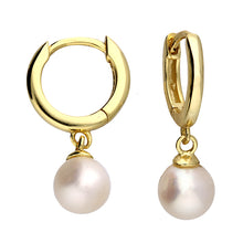 Load image into Gallery viewer, Sterling Silver Gold Finish Synthetic Pearl Drop Earrings SKU 0110104
