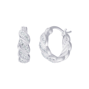 Sterling Silver Twist CZ Hoop Earrings SKU 0110108