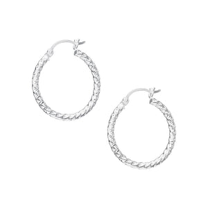 Sterling Silver Twist Hinged Hoop Earrings 23X25mm SKU 0110109
