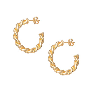 Sterling Silver Gold Finish Twist Hoop Earrings SKU 0110117