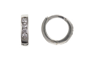 Sterling Silver Single CZ Hoop Gents Earring SKU 0110121