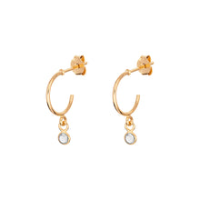 Load image into Gallery viewer, Sterling Silver Gold Finish Birthstone Hoop Earrings
